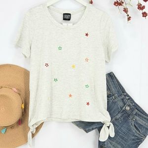 NEW Ultra Soft Embroidered Stars Top In Heather Gray